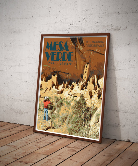 Mesa Verde National Park Print, Mesa Verde Poster, Mesa Verde Colorado Print, Vintage Style Travel Art