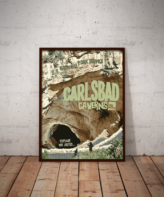 Carlsbad Caverns National Park Print, New Mexico National Park Poster, Vintage Style Travel Art
