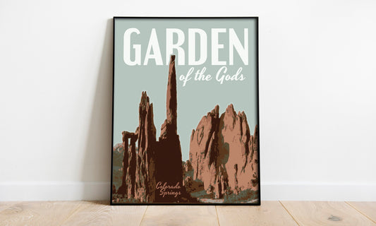 Garden of the Gods Print, Garden of the Gods Colorado Poster, Colorado Vintage Style Art
