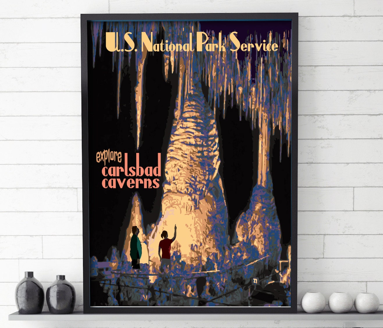 Carlsbad Caverns National Park Print, New Mexico National Park Poster, Vintage Style Travel Art