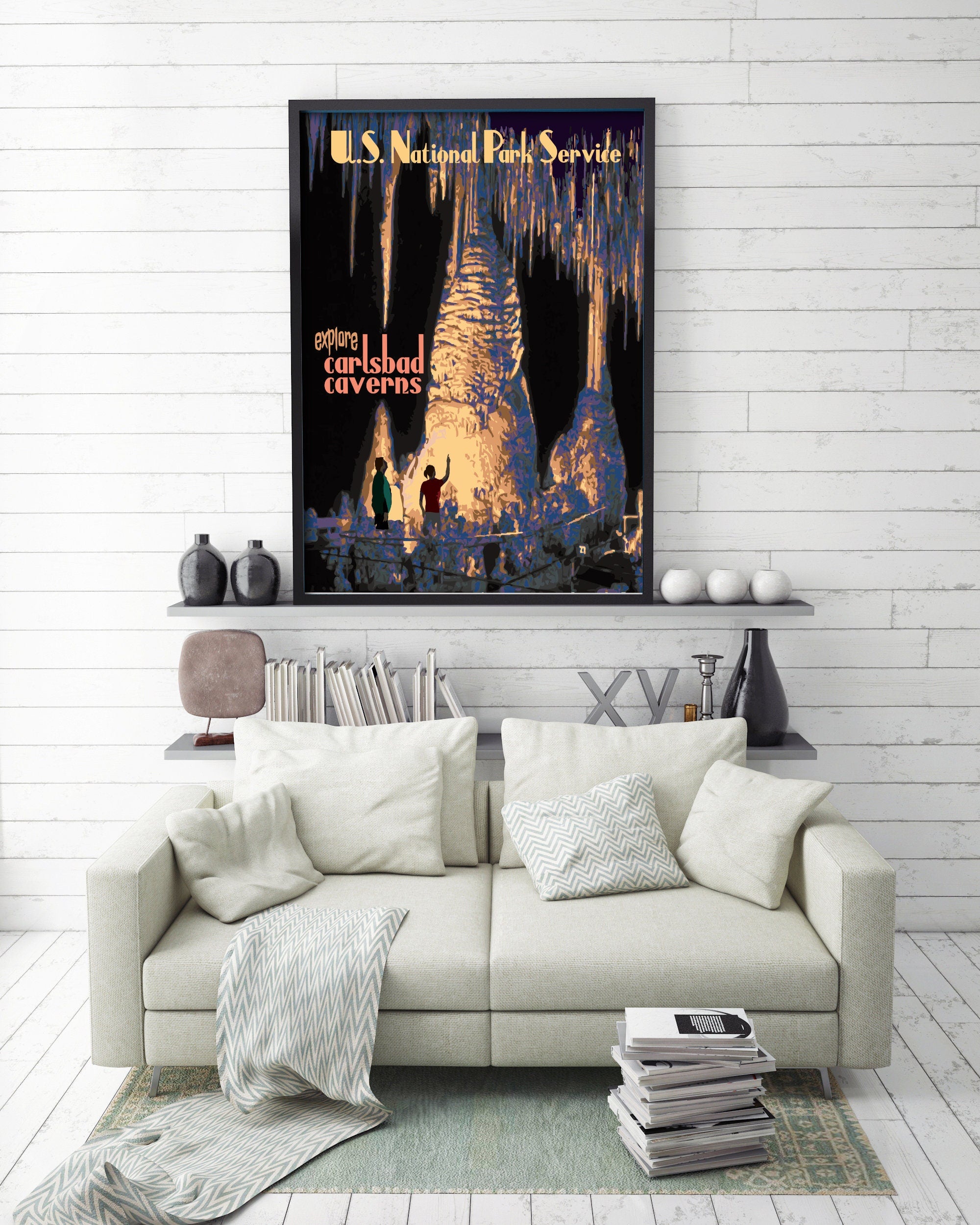 Carlsbad Caverns National Park Print, New Mexico National Park Poster, Vintage Style Travel Art