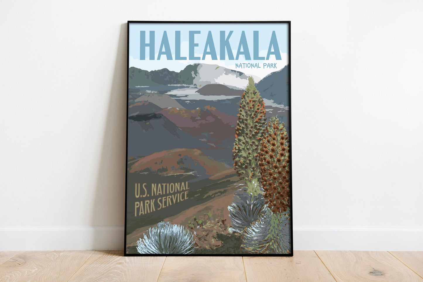 Haleakala National Park Print, Haleakala Hawaii Poster, Vintage Style Travel Art