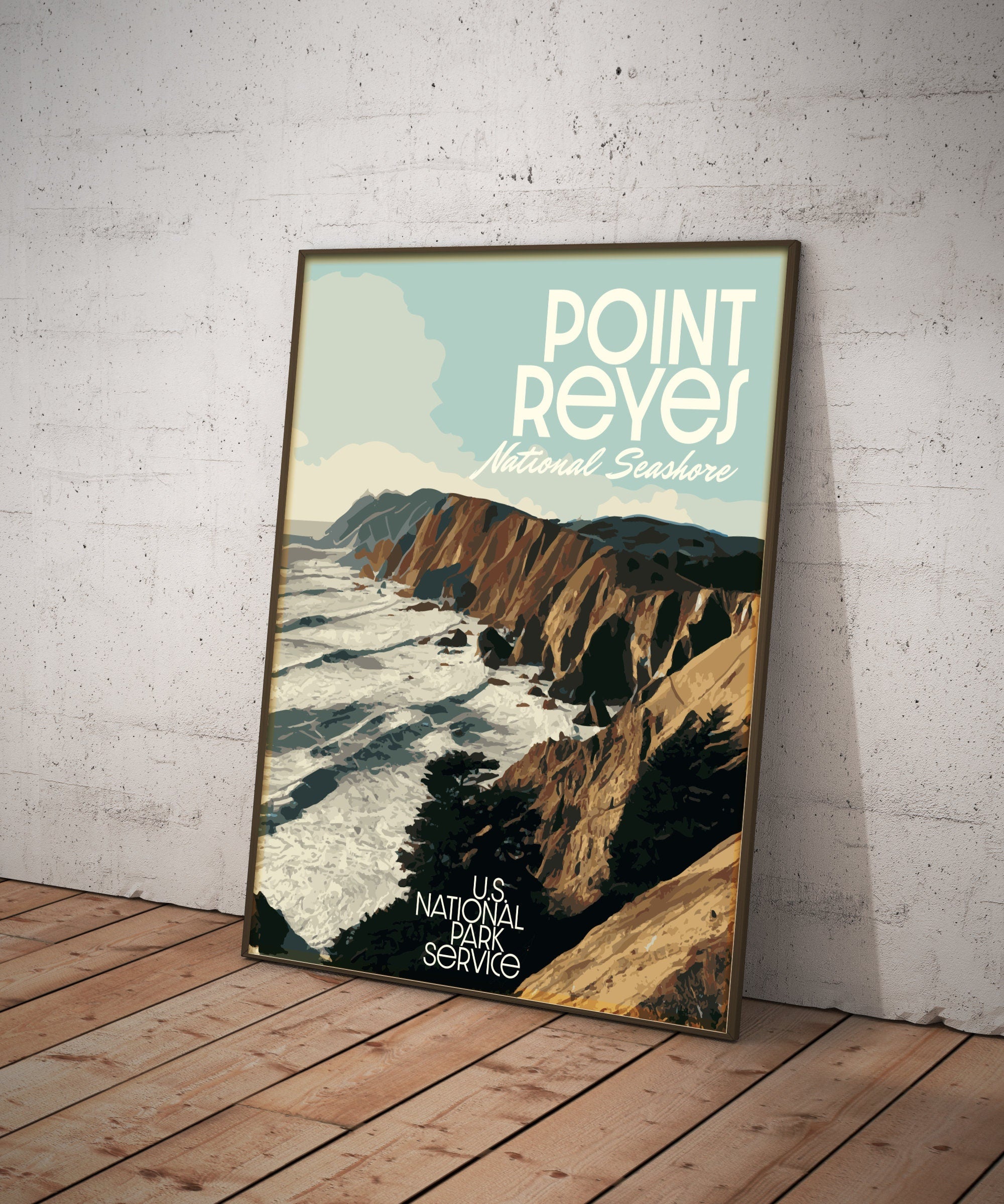 Point Reyes National Seashore Print, Point Reyes California Poster, Vintage Style Travel Poster