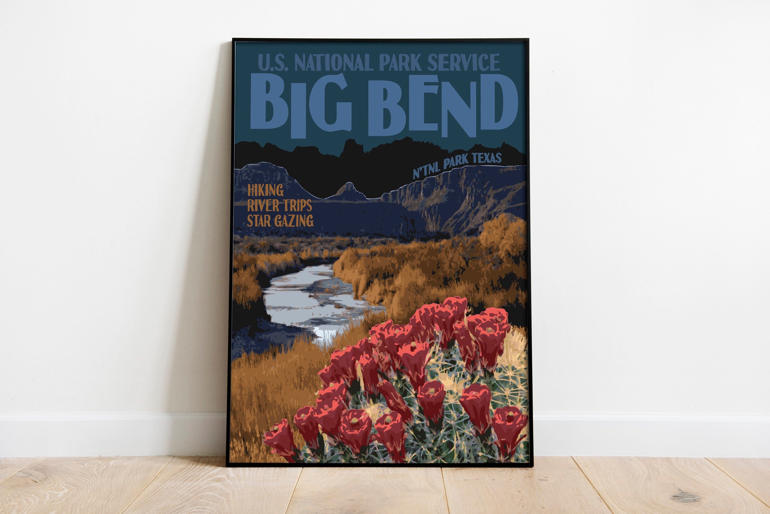 Big Bend National Park Poster, Big Bend Texas Print, Vintage Travel Poster, National Park Print