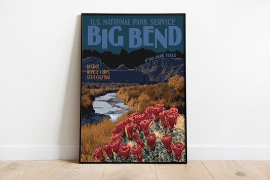 Big Bend National Park Poster, Big Bend Texas Print, Vintage Travel Poster, National Park Print