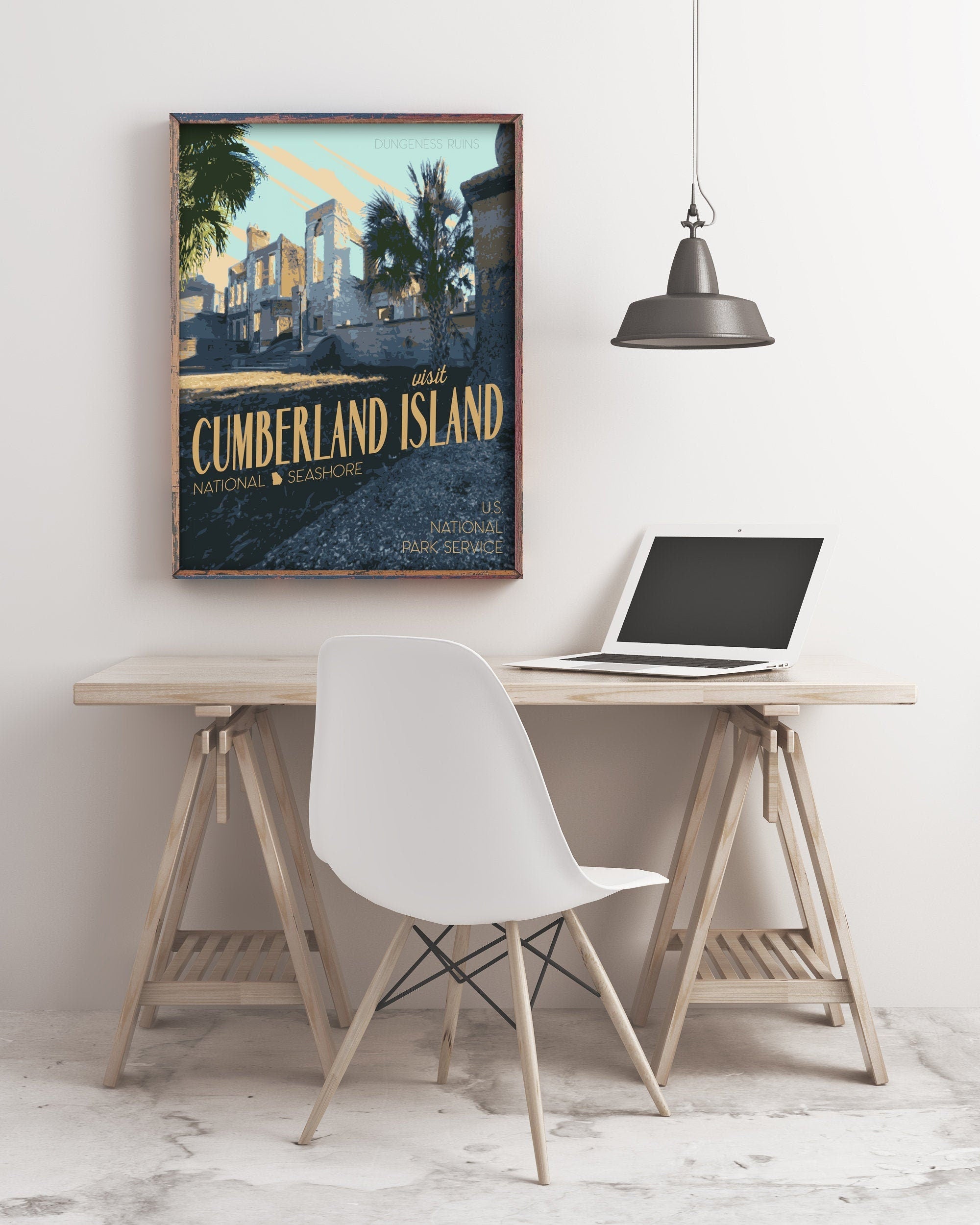 Cumberland Island National Seashore Print, Cumberland Island Georgia Poster, Georgia Vintage Style Travel Art