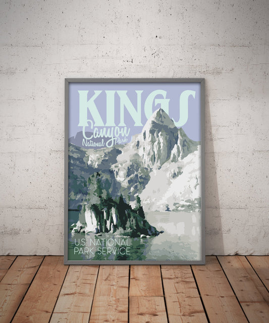 Kings Canyon National Park Print, Kings Canyon California Poster, Vintage Style Travel Art