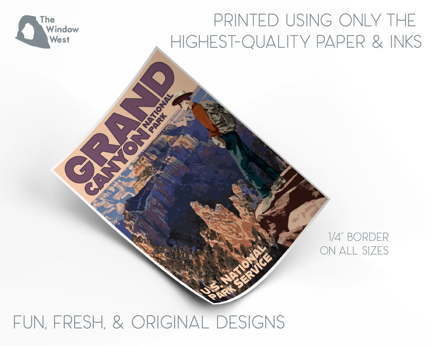 Grand Canyon National Park Print, Grand Canyon Poster, Vintage Style Travel Art