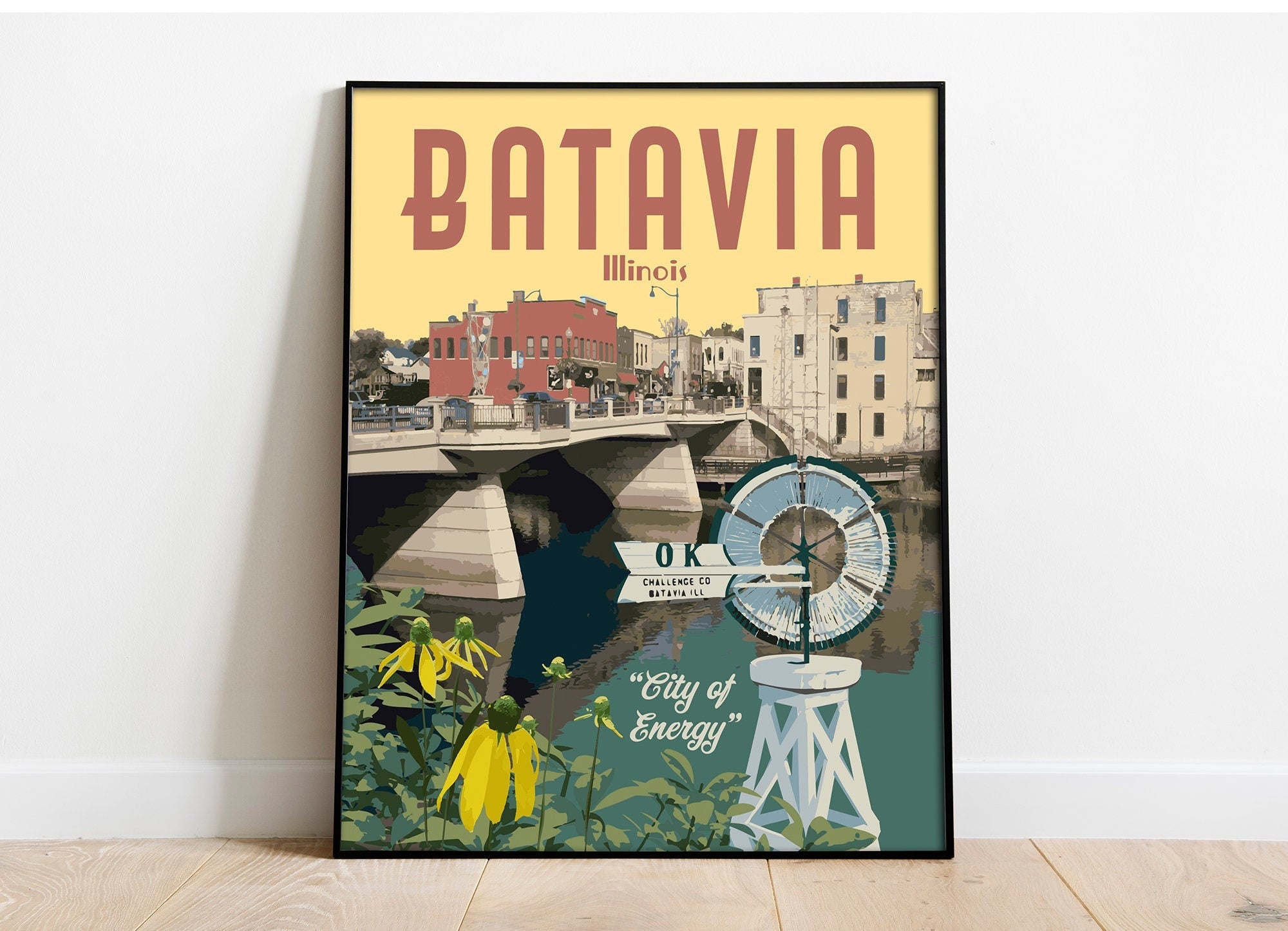 Batavia Illinois Travel Poster, Batavia Illinois Print, Vintage Travel Poster