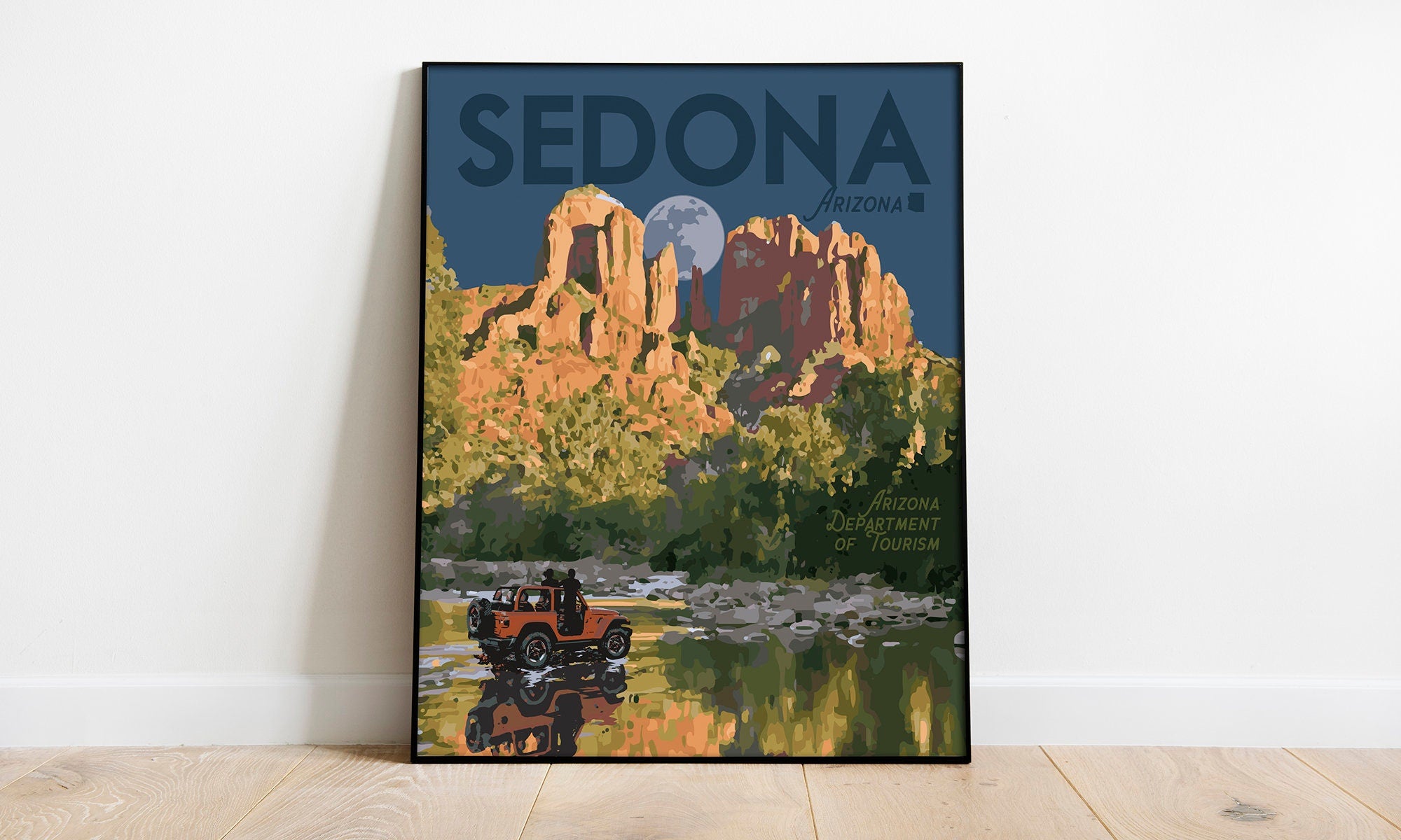 Sedona Arizona Print, Sedona Red Rocks Poster, Arizona Vintage Style Travel Art