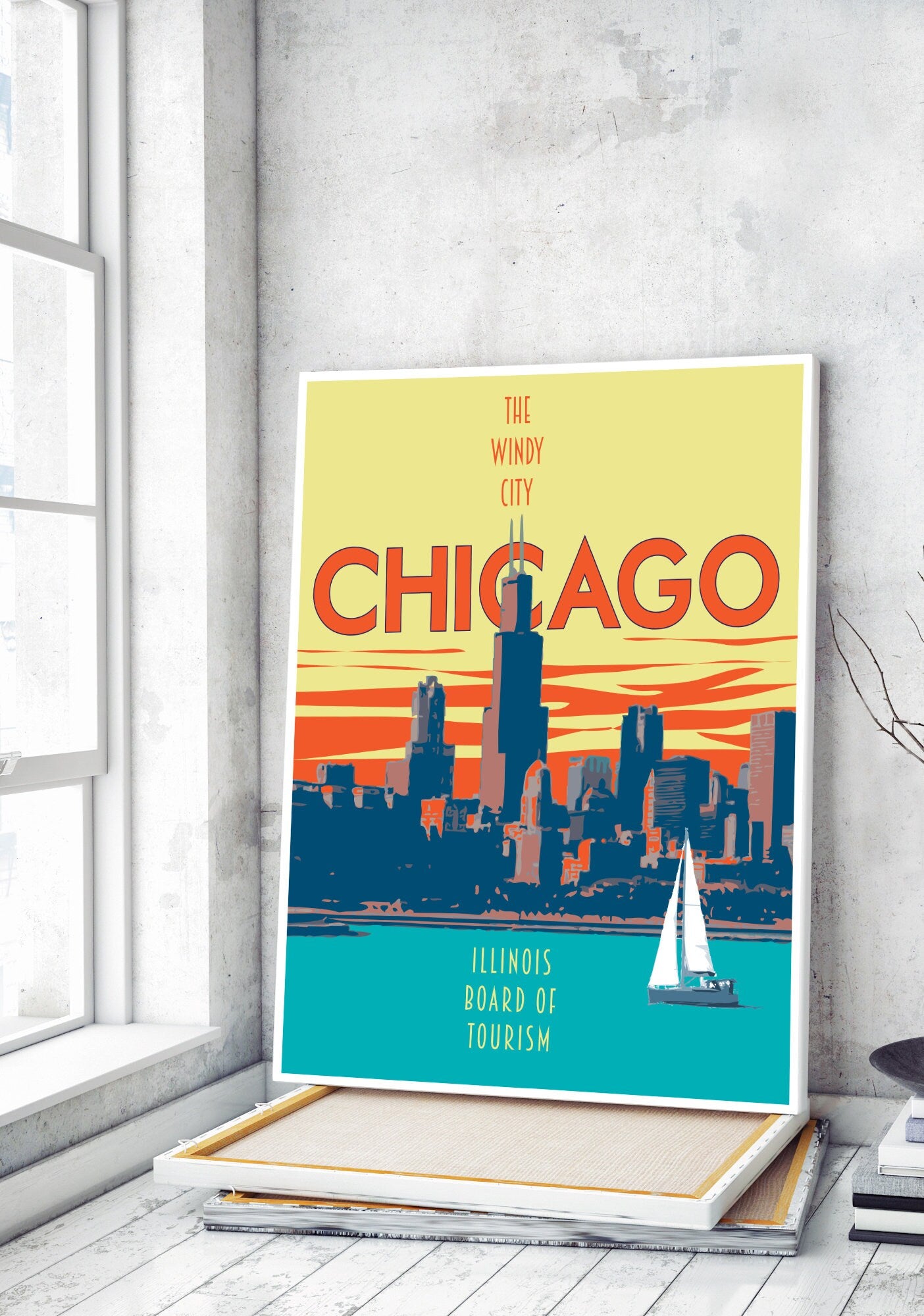 City Vintage Style Travel Poster Set, Chicago Print, New York City Print, Seattle Print, Three Print Value Set