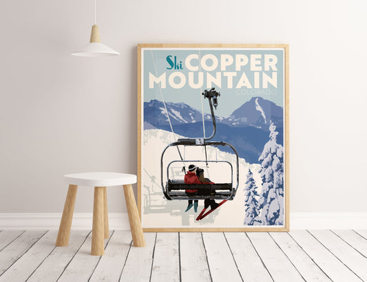 Copper Mountain Colorado Print, Ski Copper Mountain Poster, Colorado Vintage Style Travel Art