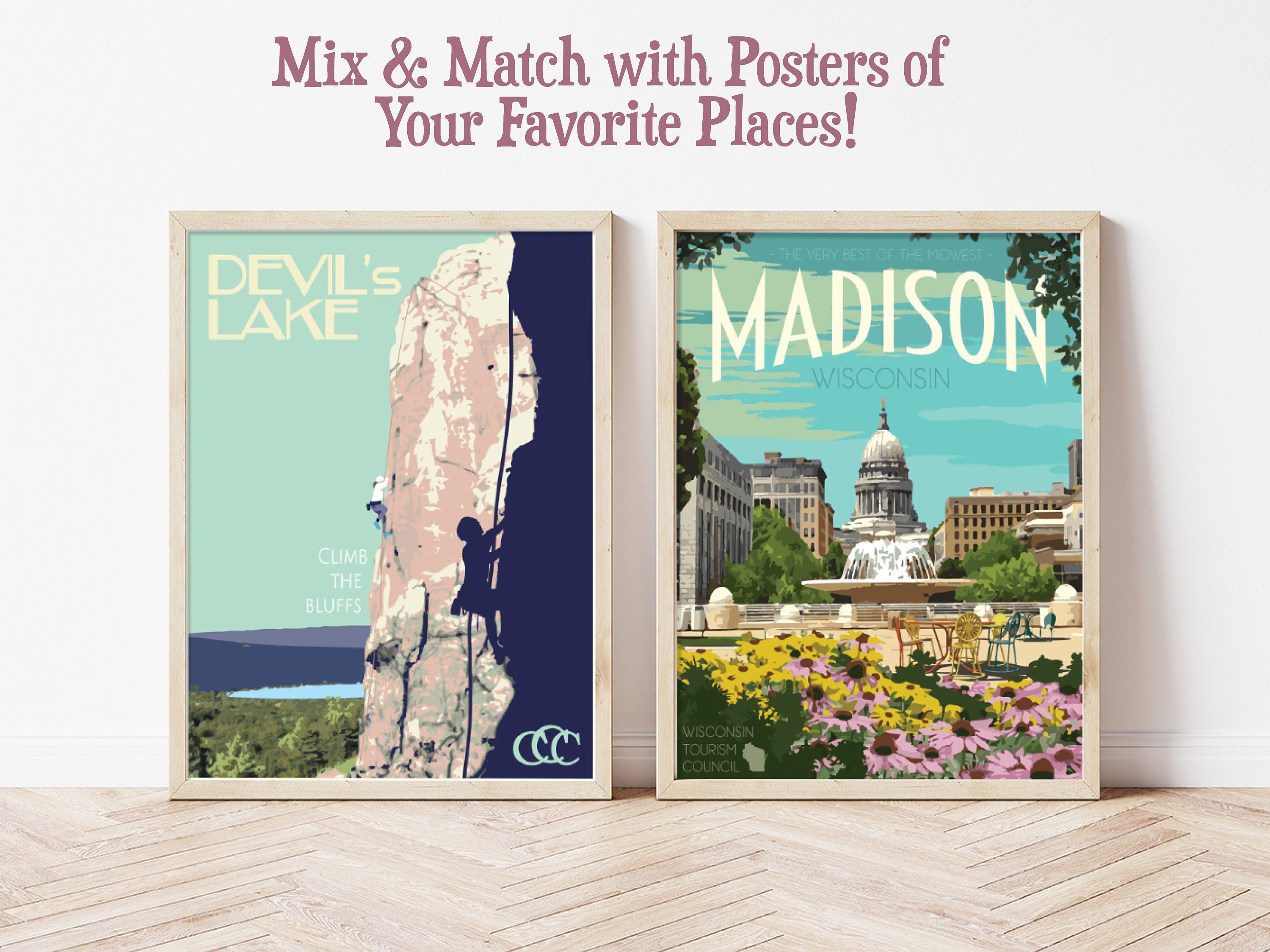 Madison Wisconsin Print, Madison Poster, Wisconsin Vintage Style Travel Art