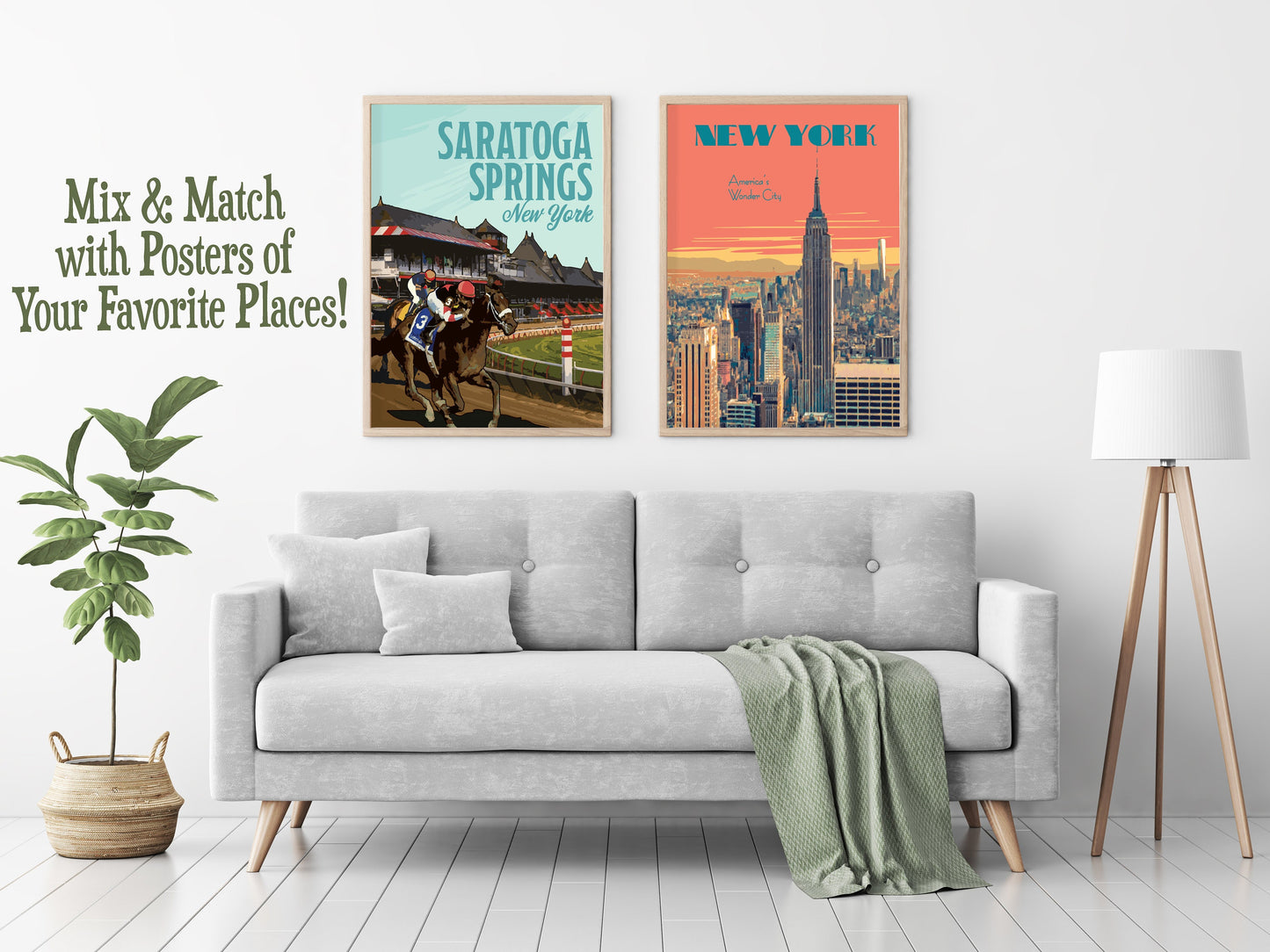 Saratoga Springs New York Print, Saratoga Spring Horse Racetrack Poster, New York Vintage Style Travel Art