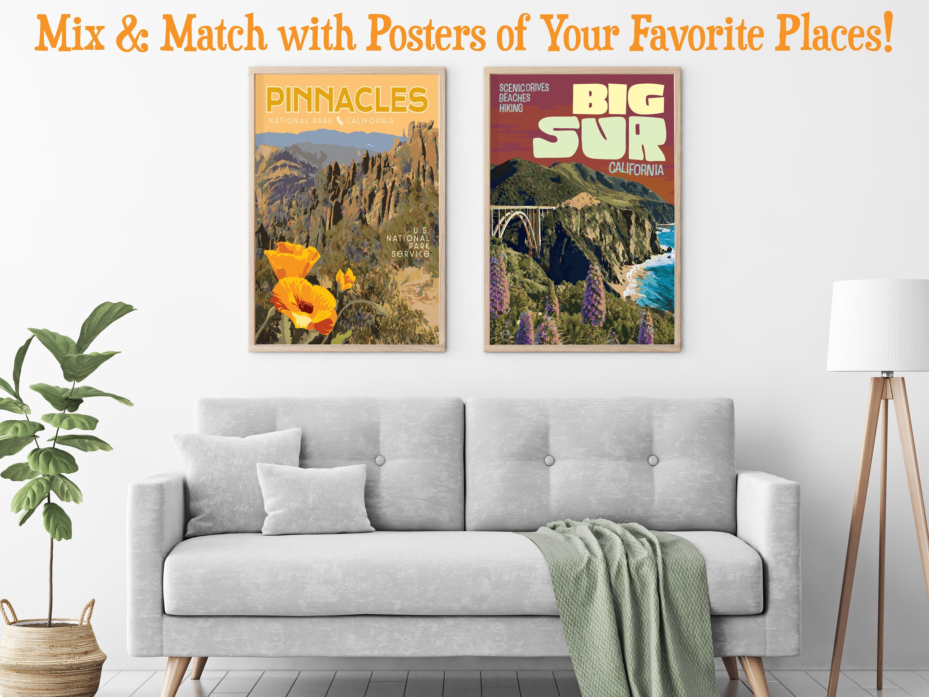 Big Sur California Travel Poster, Big Sur National Forest Poster, California Poster, Big Sur Art