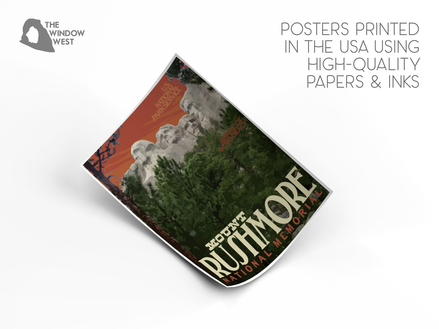 Mount Rushmore National Memorial Print, Mount Rushmore South Dakota Poster, Vintage Style Travel Art