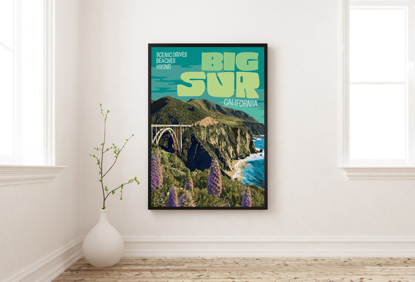 Big Sur California Travel Poster, Big Sur National Forest Poster