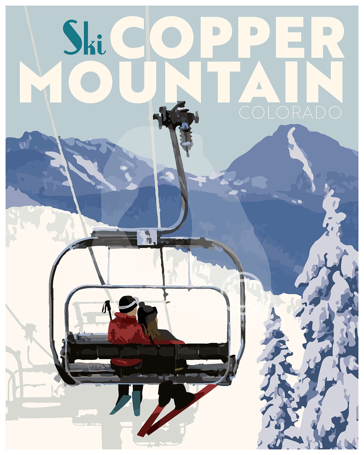Copper Mountain Colorado Print, Ski Copper Mountain Poster, Colorado Vintage Style Travel Art