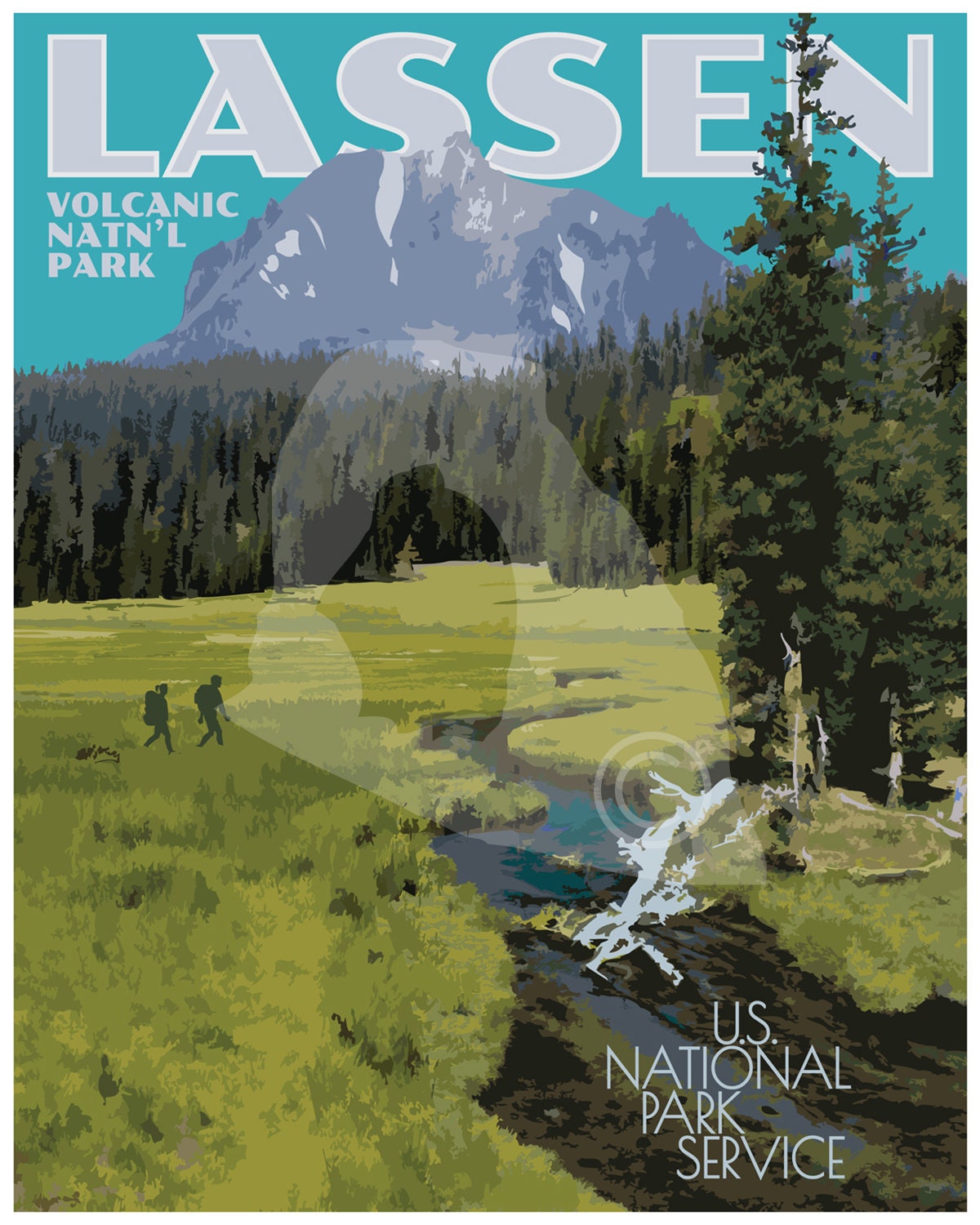 Lassen Volcanic National Park Print, Lassen Volcano Poster, California Vintage Style Travel Art