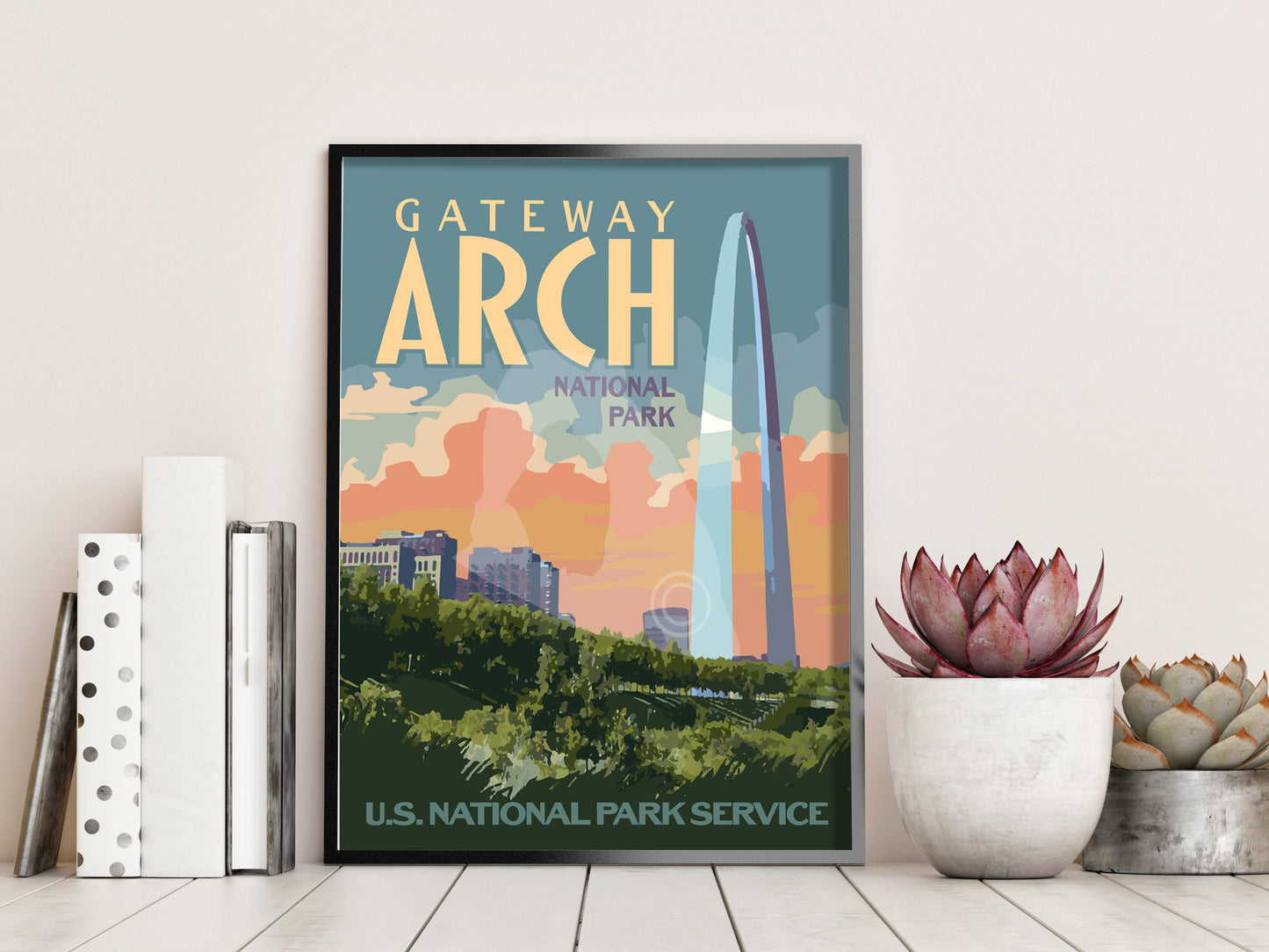 Gateway Arch National Park Print, Saint Louis Missouri Gateway Arch Poster, Vintage Style National Park Art