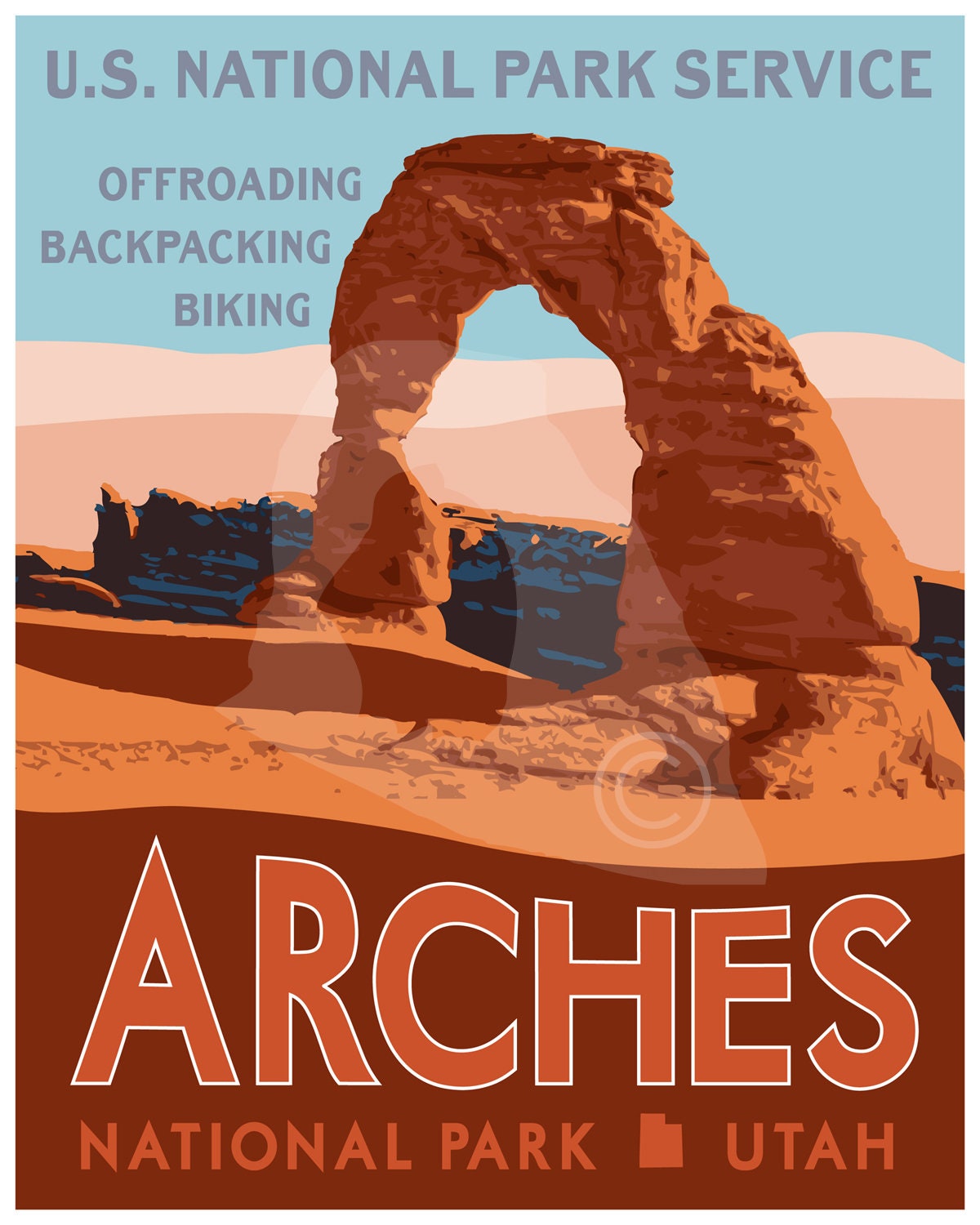 Arches National Park Travel Poster, Utah National Park Travel Print, Arches National Park Print, Vintage Travel Poster, National Park Poster