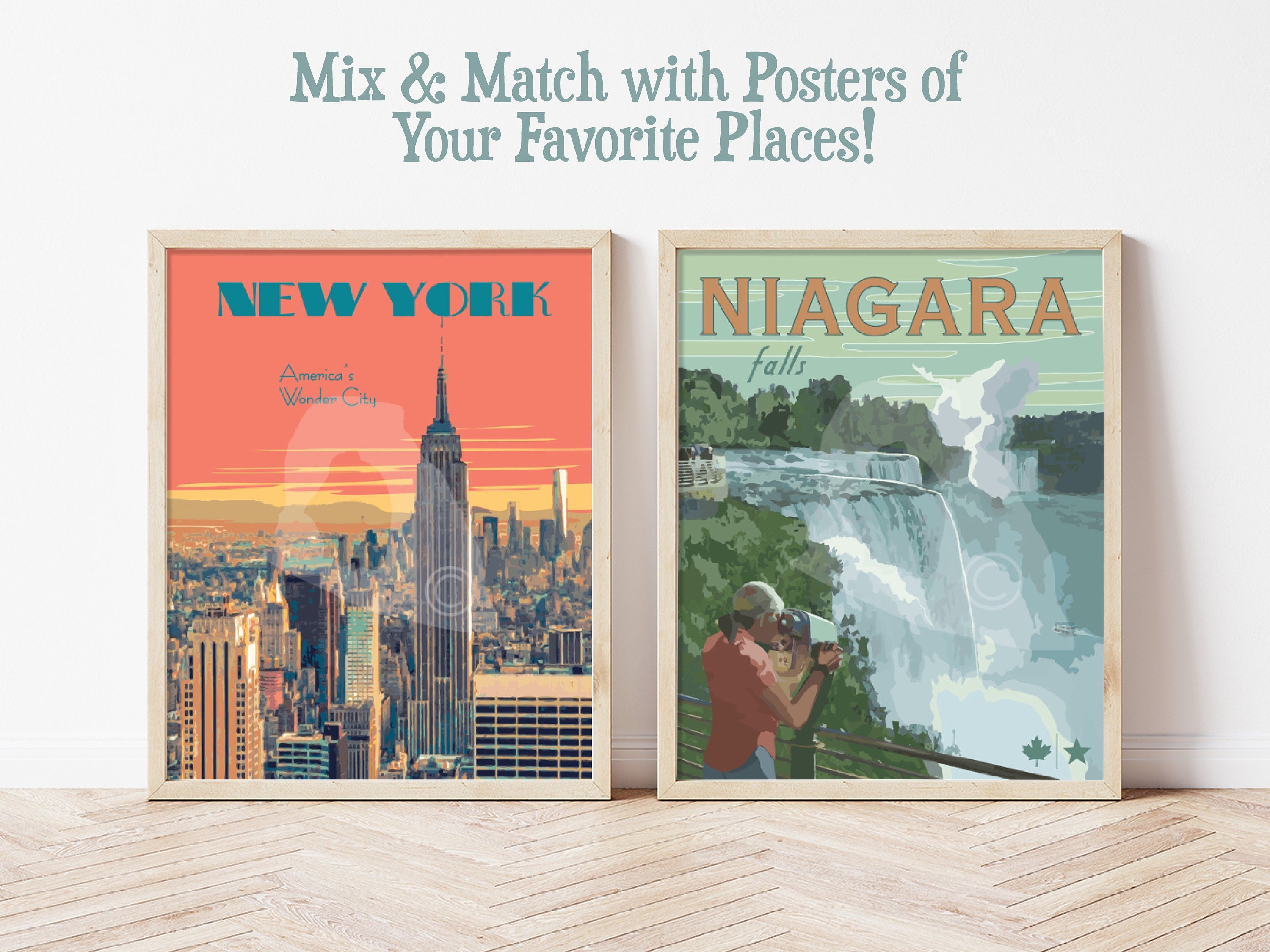 Niagara Falls State Park Print, Niagara Falls Print, Vintage Style Travel Art