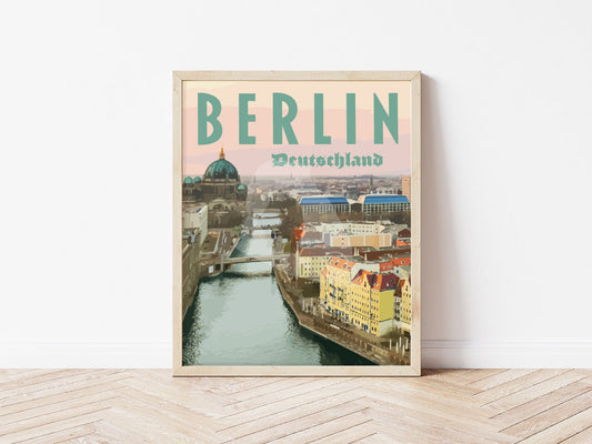 Berlin Germany Vintage Style Travel Poster, Berlin Germany Print