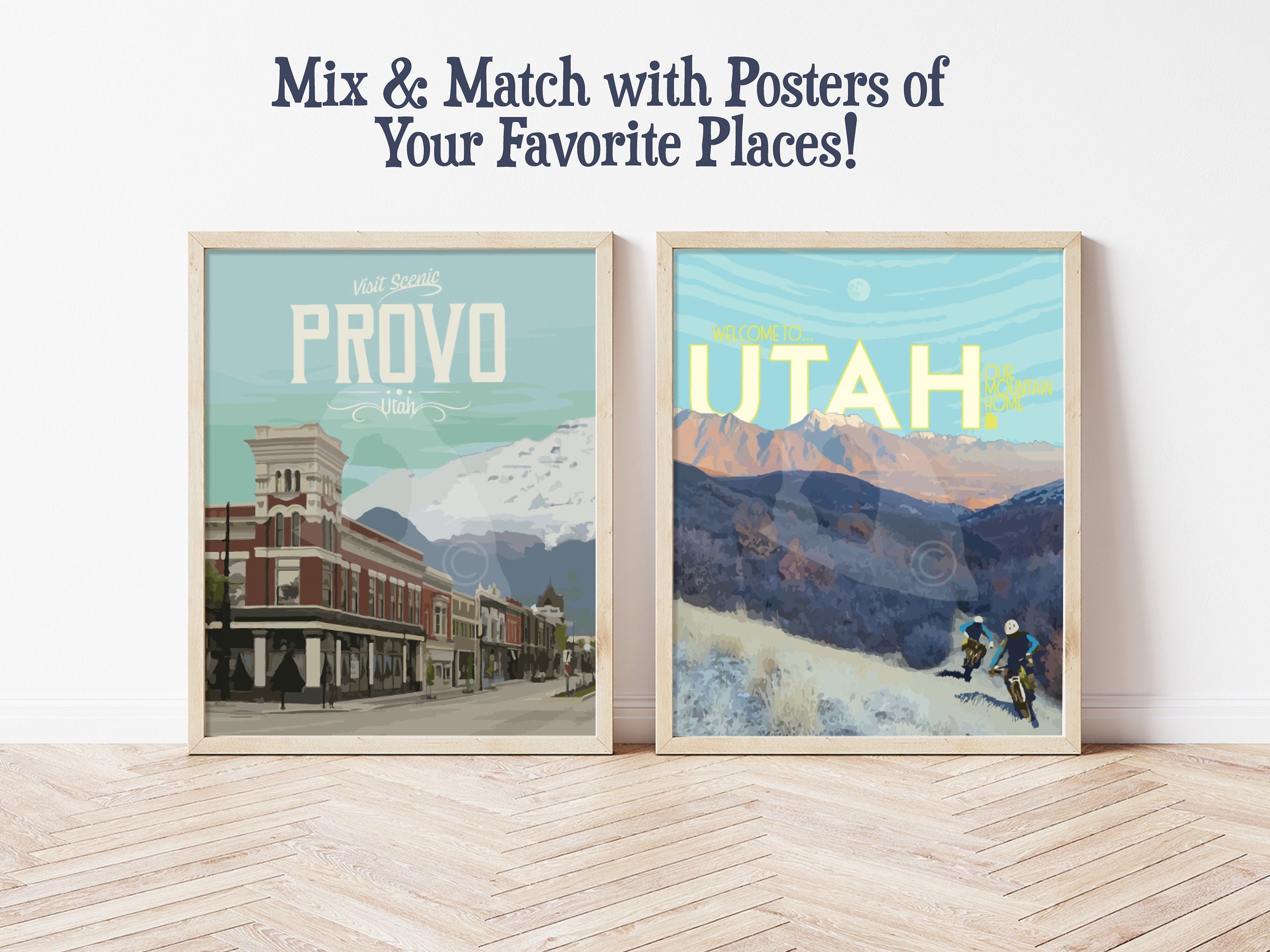 Provo Utah Print, Provo Center Street Poster, Downtown Provo, Vintage Style Travel Art