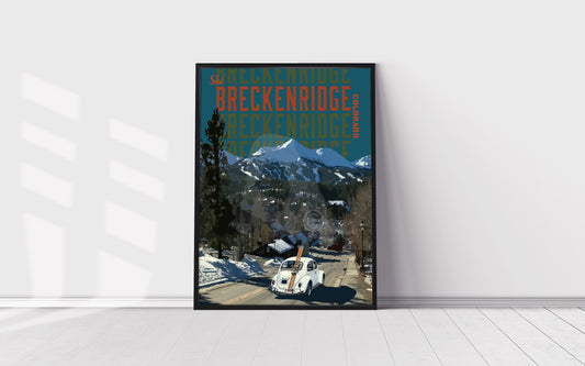 Breckenridge Colorado Ski Vintage Style Travel Poster, Breckenridge Skiing Print, Colorado Art