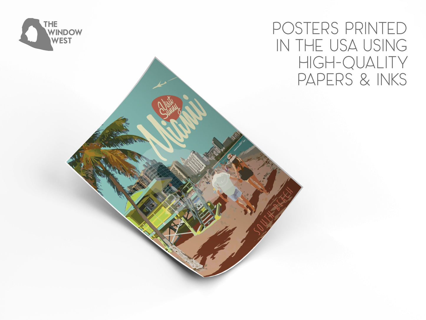 Miami Florida Print, Miami South Beach Poster, Florida Vintage Style Travel Art