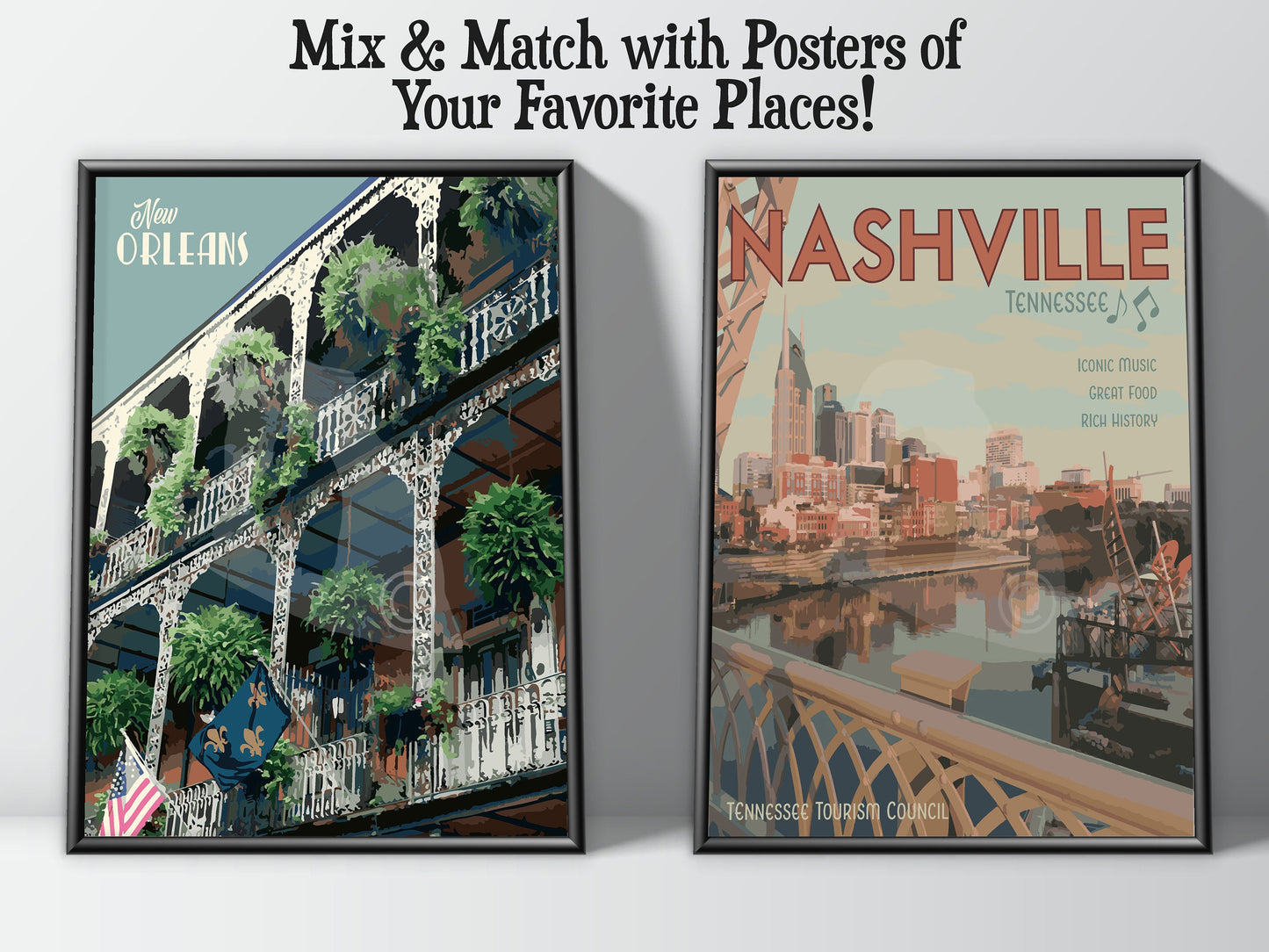 Nashville Tennessee Print, Nashville City Poster, Vintage Style Travel Art