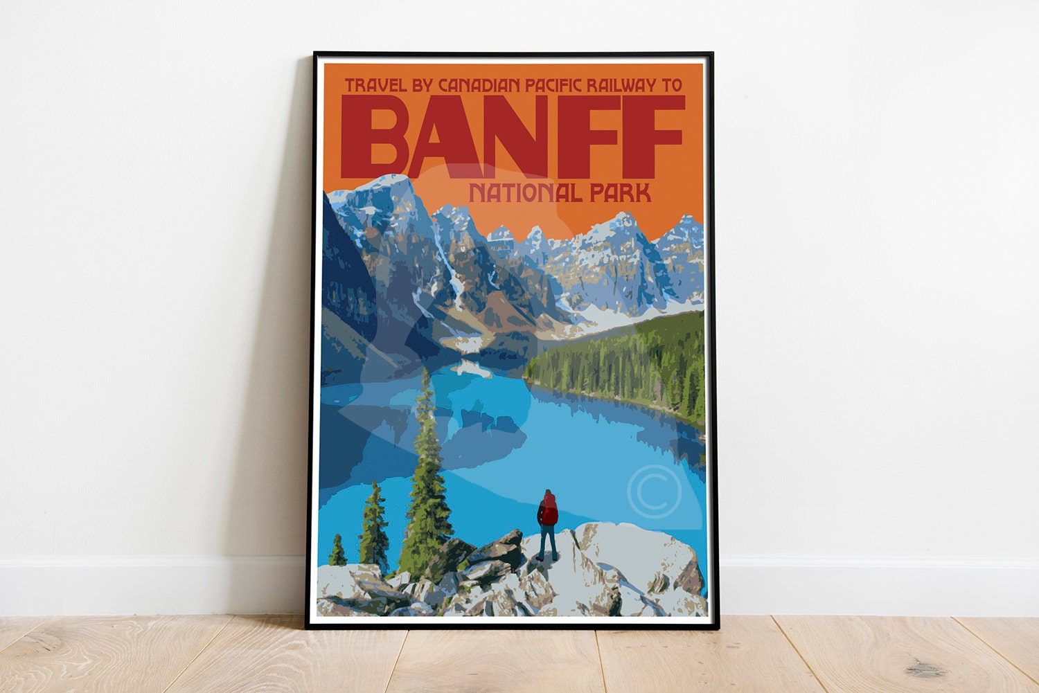 Banff National Park Travel Poster, Banff Canada National Park Print, Banff Orange Vintage Style Travel Art