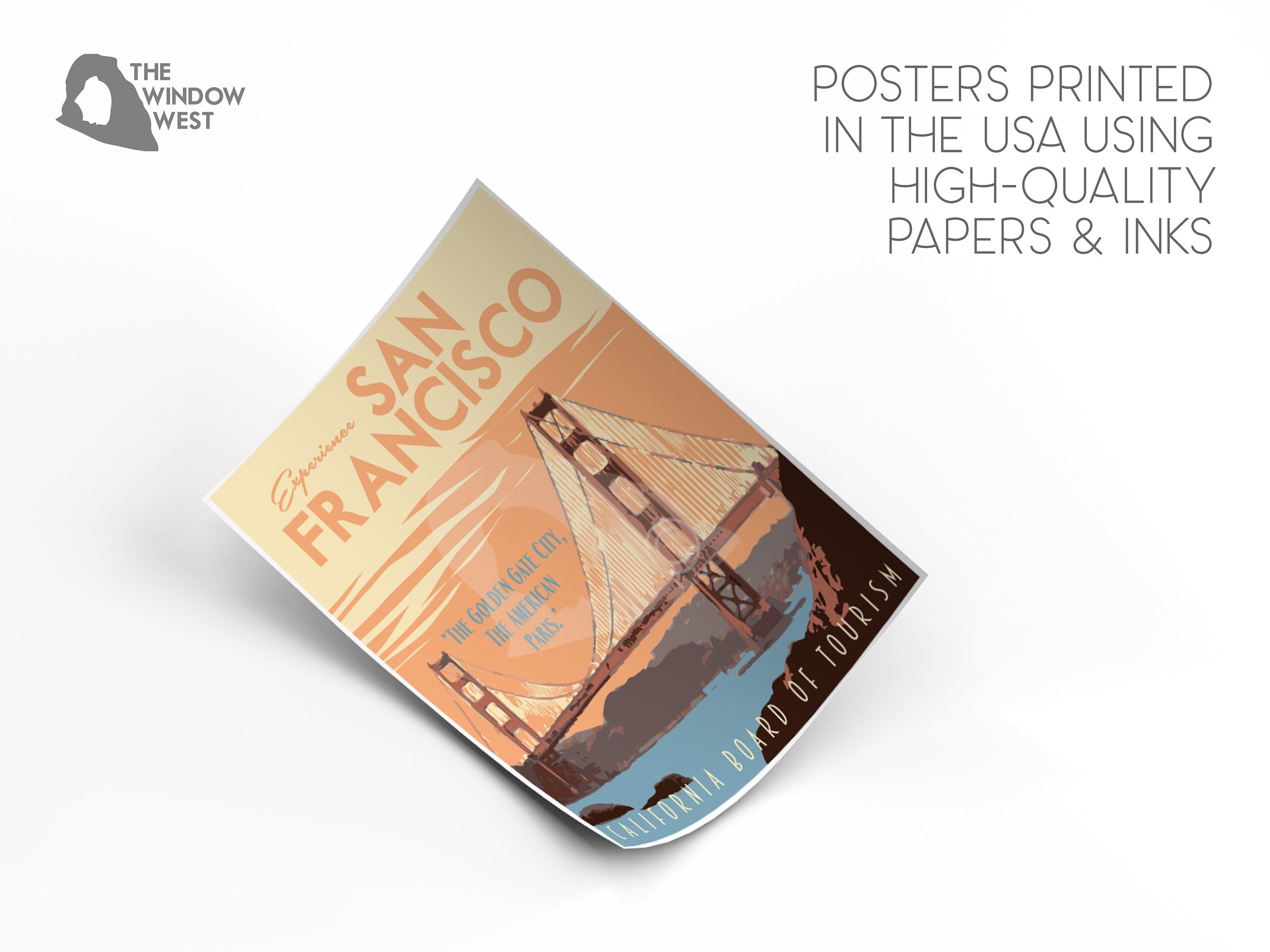 San Francisco California Print, Golden Gate Bridge Poster, San Francisco Vintage Style Travel Art