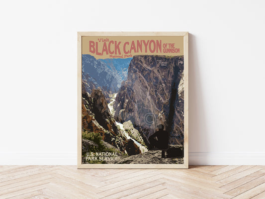 Black Canyon of the Gunnison National Park Poster, National Park Print, Colorado Vintage Style Travel Poster