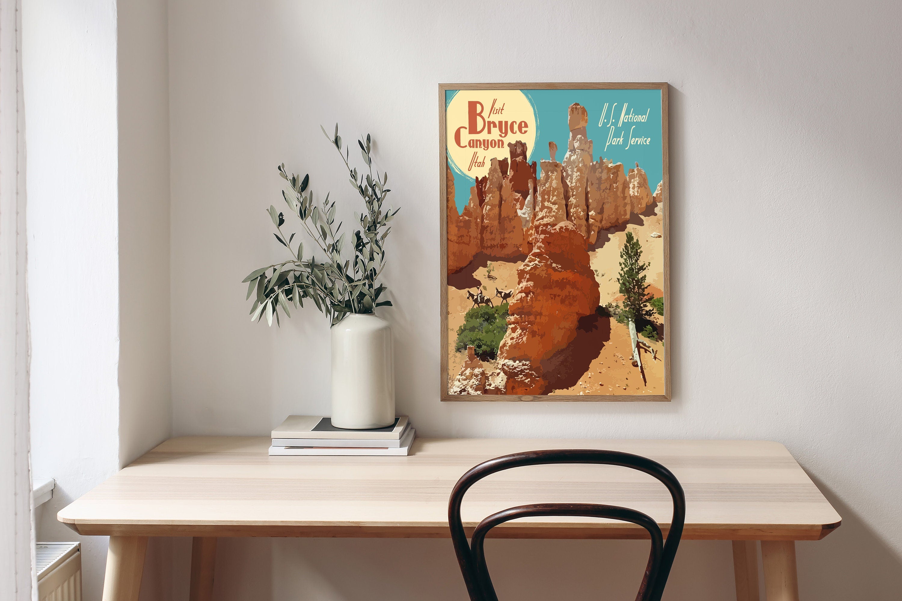 Bryce Canyon National Park Print, Bryce Canyon Poster, Utah Vintage Style Travel Art