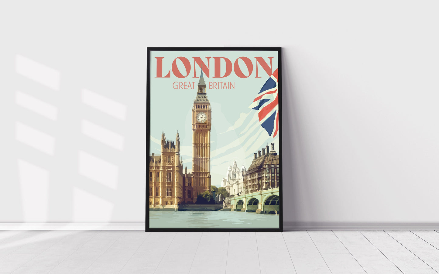 London England Print, London Big Ben Poster, London Great Britain Print, Vintage Style Travel Art