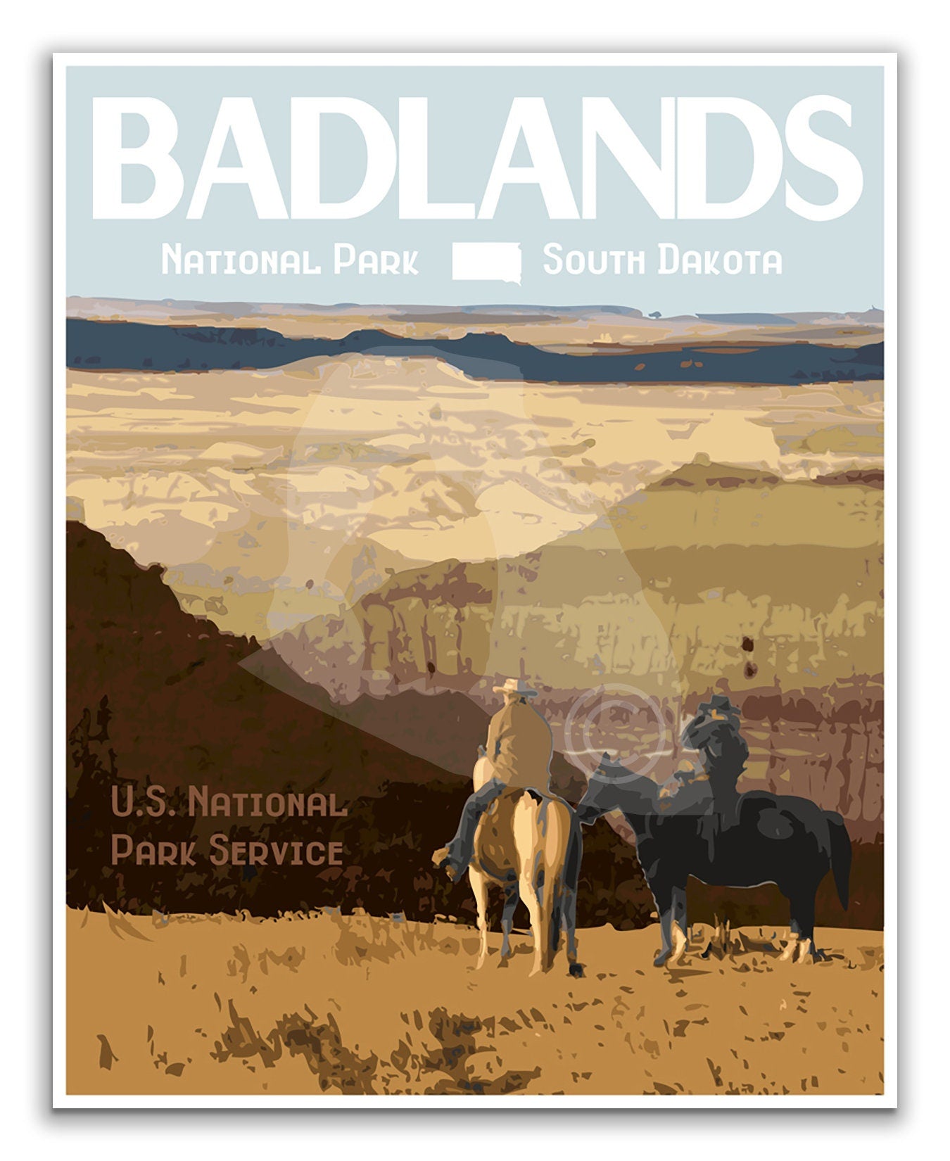 Badlands National Park Travel Poster, Badlands Print, Vintage Style Travel Print