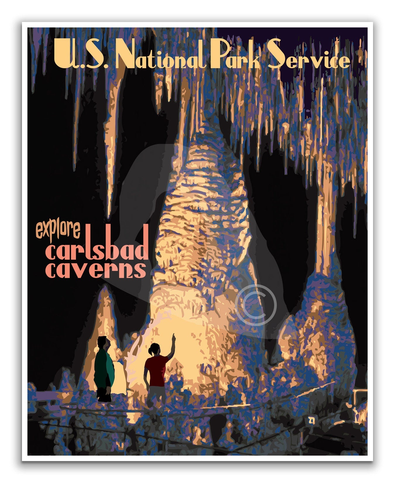 Carlsbad Caverns National Park Print, New Mexico National Park Poster, Vintage Style Travel Art