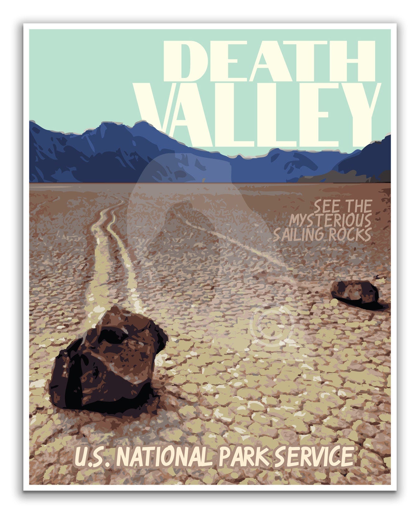 Death Valley National Park Print, California Death Valley Poster, Sailing Rocks Print, California Vintage Style Travel Art