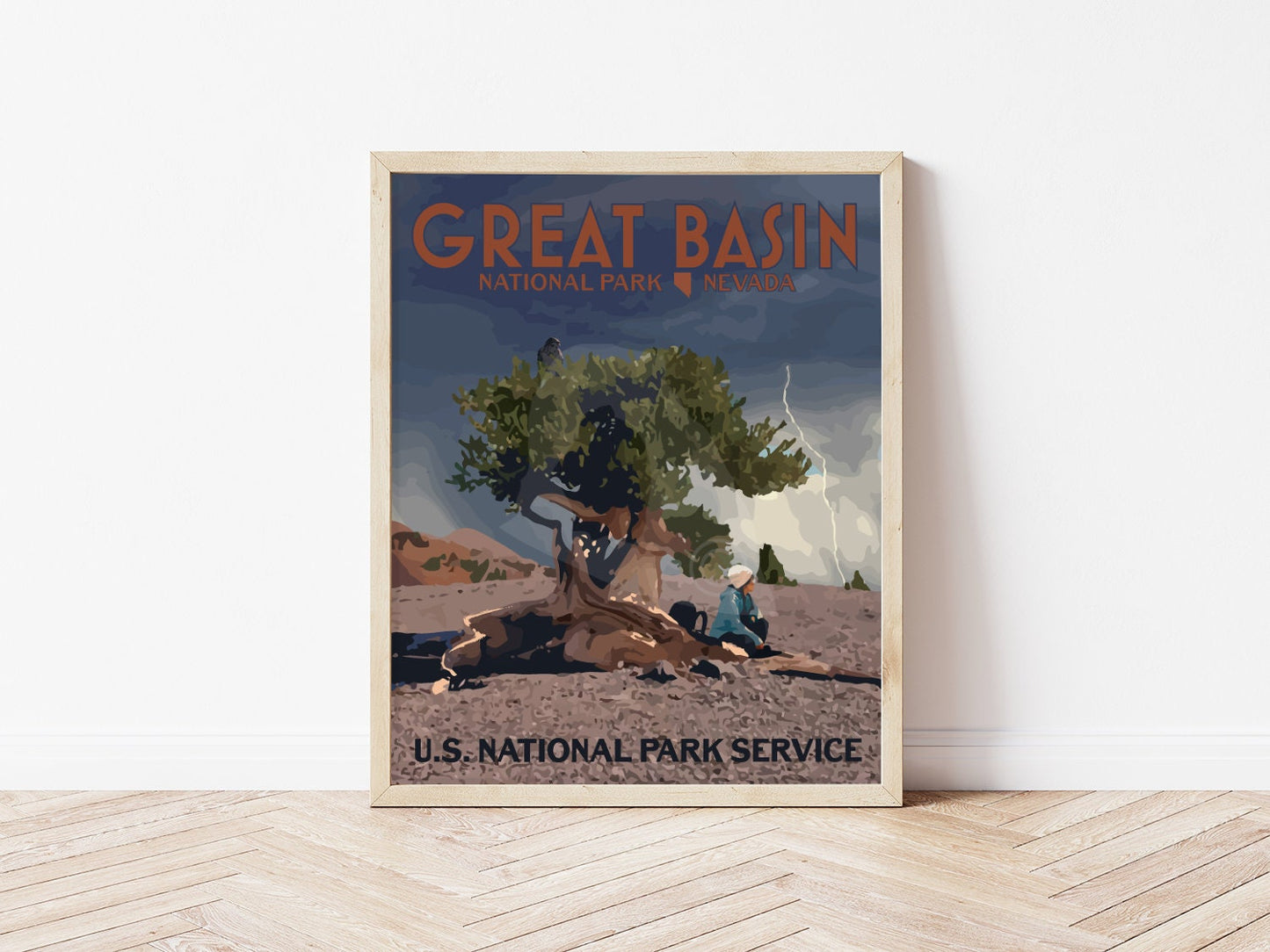 Great Basin National Park Print, Bristlecone Pines Nevada Poster, Vintage Style Travel Art