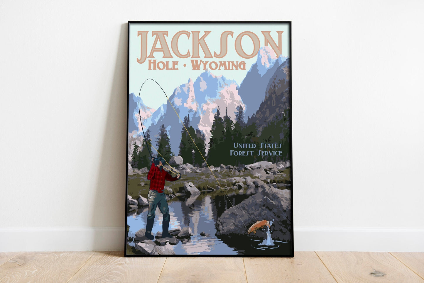 Jackson Hole Wyoming Print, Grand Teton Poster, Jackson Hole Poster, Vintage Style Travel Art
