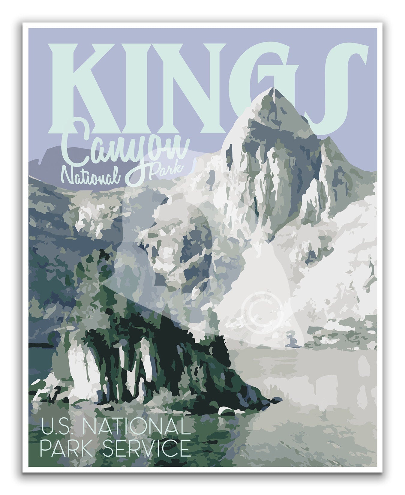 Kings Canyon National Park Print, Kings Canyon California Poster, Vintage Style Travel Art