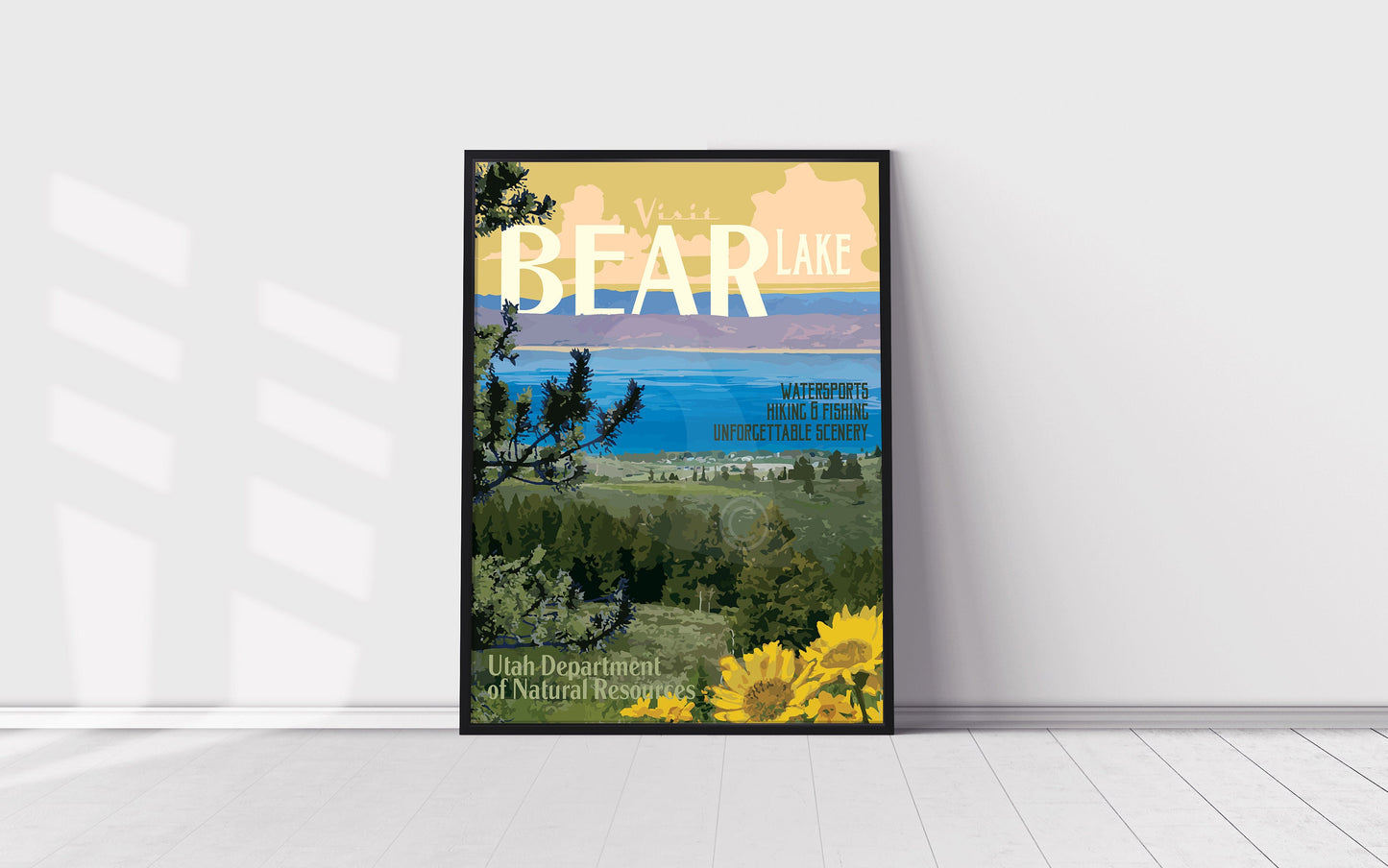 Bear Lake Utah Idaho Vintage Style Travel Poster, Bear Lake Art, Bear Lake Print