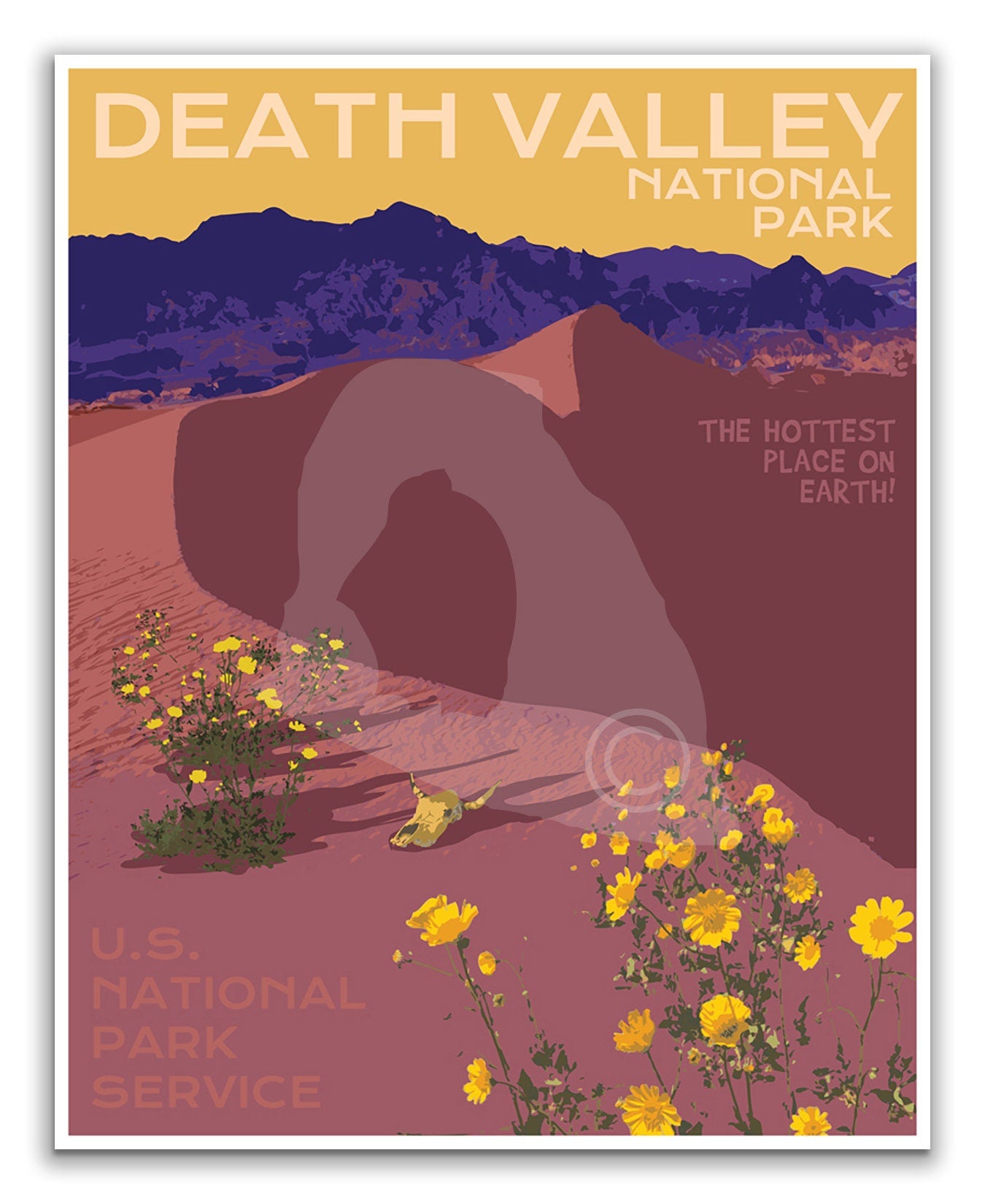 Death Valley National Park Print, California Death Valley Poster, California Vintage Style Travel Art