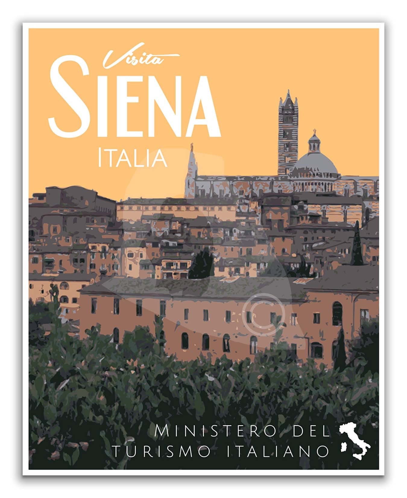 Siena Italy Print, Siena Italia Poster, Italy Vintage Style Travel Art