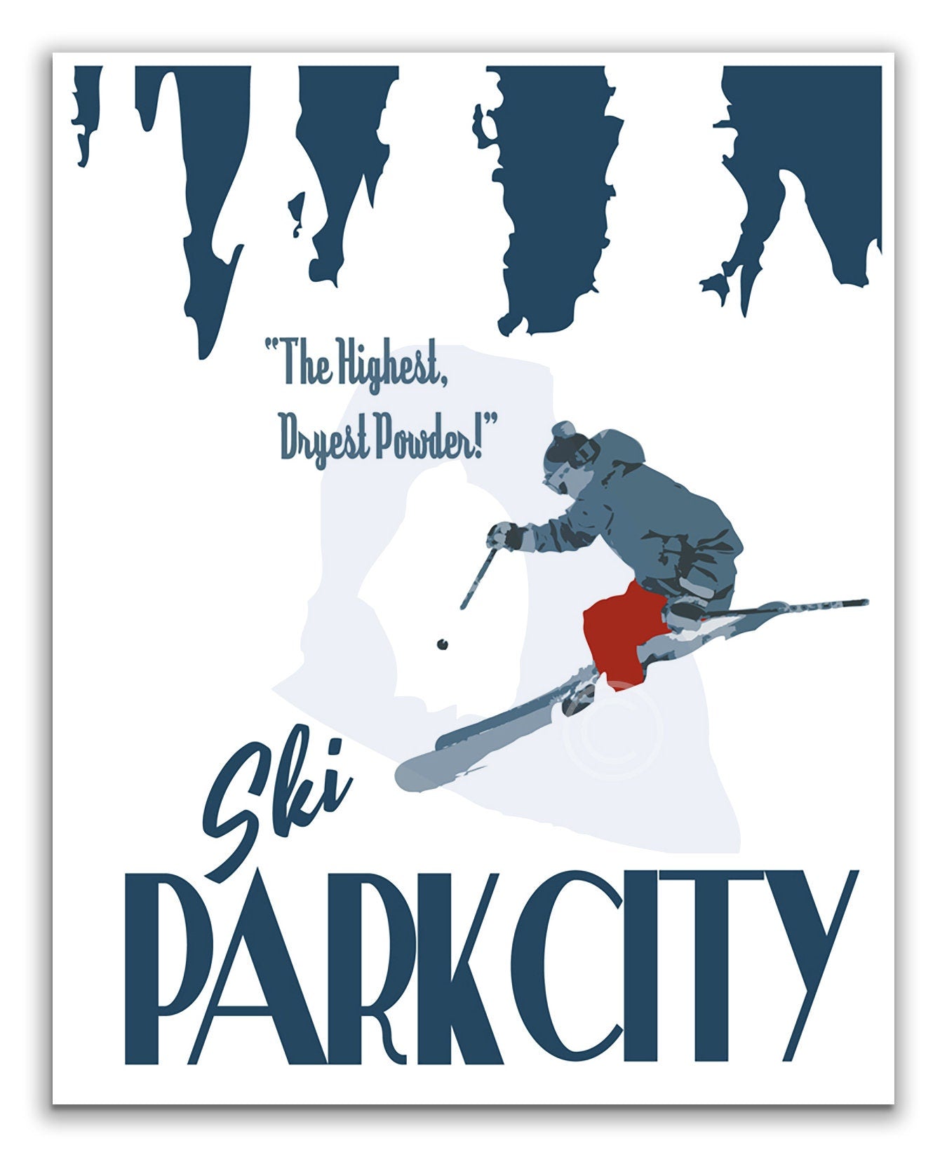 Park City Utah Print, Park City Skiing Poster, Utah Vintage Style Travel Art