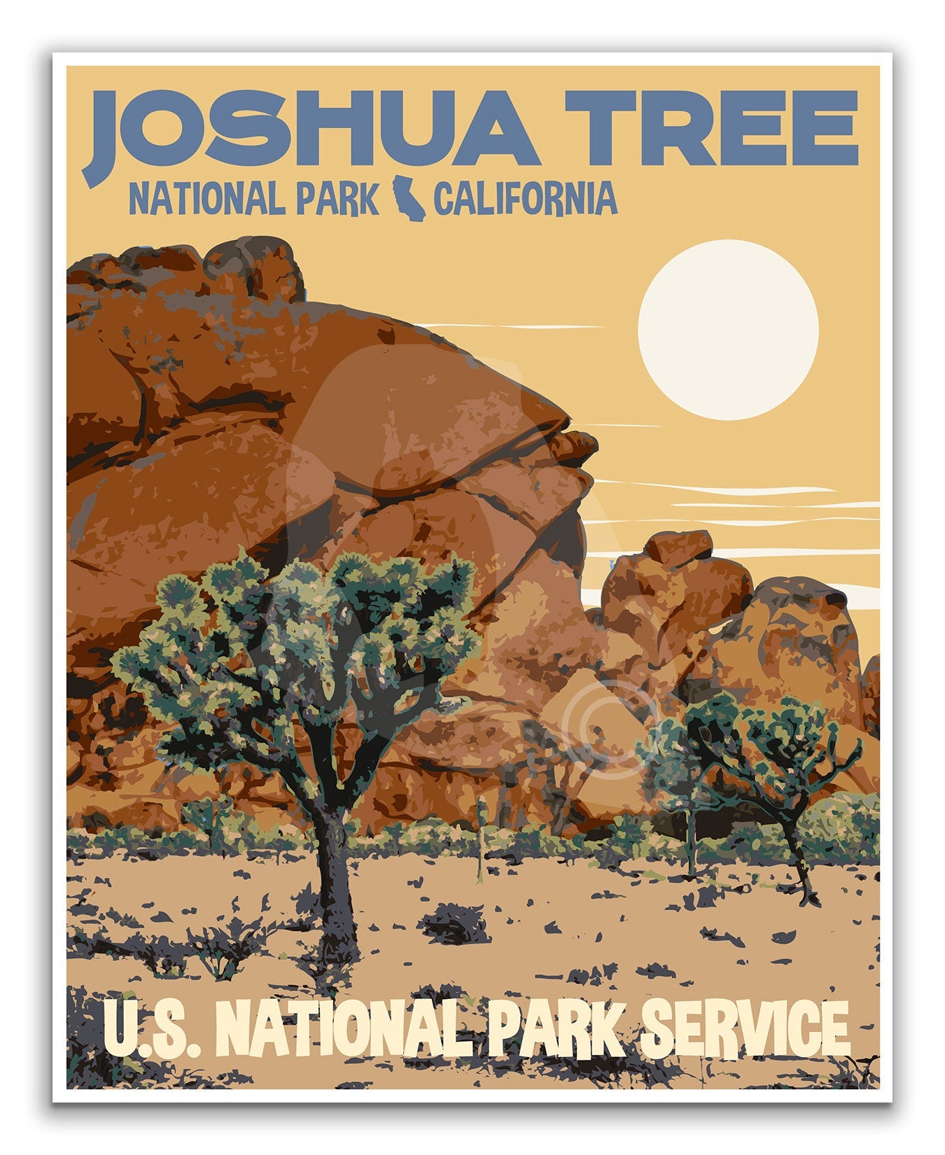 California National Park Travel Posters, Joshua Tree National Park Print, Yosemite National Park Print, Sequoia National Park Print, Three Print Value Set
