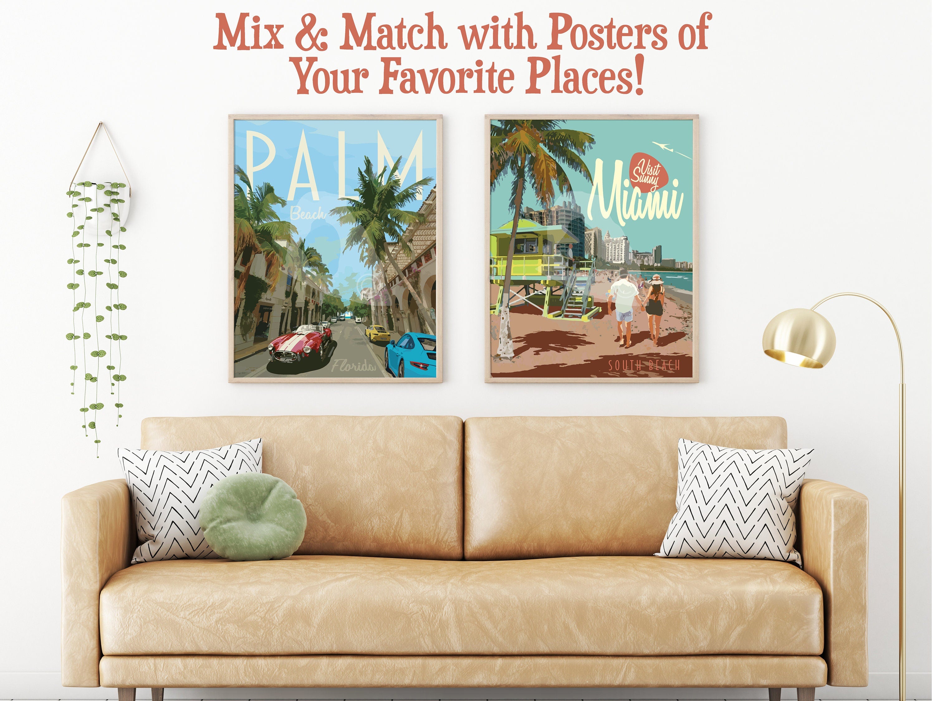 Miami Florida Print, Miami South Beach Poster, Florida Vintage Style Travel Art