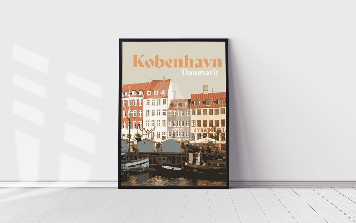 Copenhagen Denmark Print, Nyhavn Copenhagen Denmark Poster, Denmark Vintage Style Travel Art